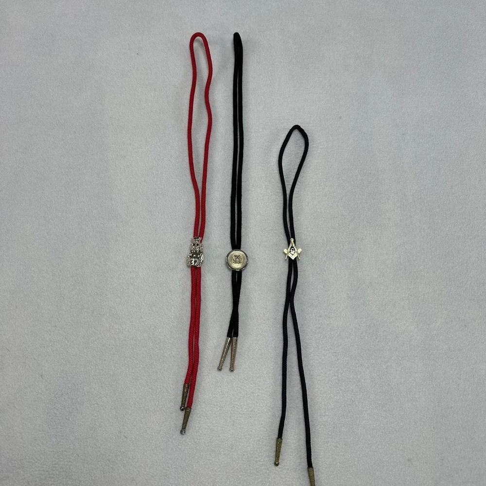 Lot 3 Mens Bolo Ties Masonic 32nd Degree Jester Western‎ Adjustable Multicolor